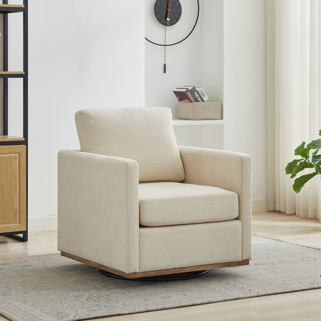 Square Upholstered Swivel Accent Chair