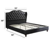 Bed With Curved Wingback Headboard, Button Tufted Upholstered