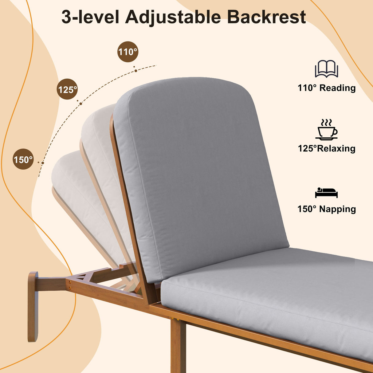 Outdoor Chaise Lounge With Adjustable Backrest