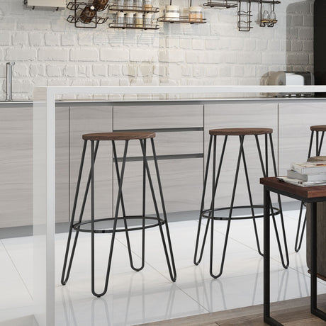 Simeon - Multifunctional Metal Stool With Wood Seat