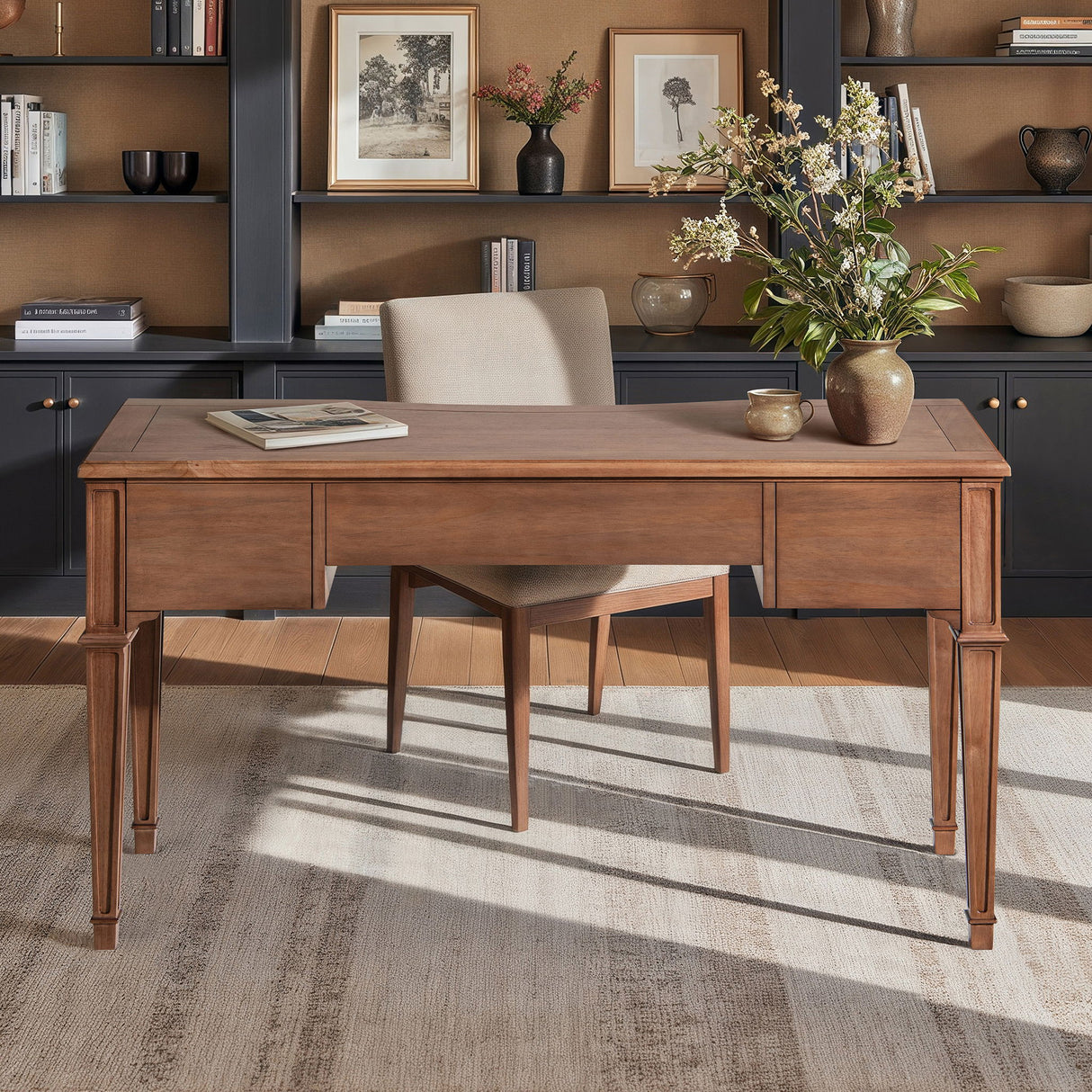 Dauphin - 3 Drawer Executive Desk - Brown
