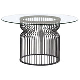 Round Dining Table Industrial Dining Table With Open Cage Base - Gunmetal
