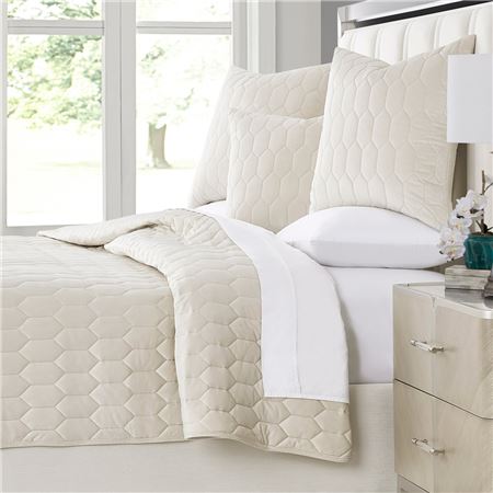 4pc King Quilt Set"Sand - BCS-KQT4-NIAGRA-SND