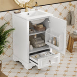 Bathroom Vanity With Sink, Soft Close Door, Adjustable U-Shaped Shelf