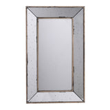 Distressed Accent Mirror, Traditional Style Framed Wall Mirror For Living Room