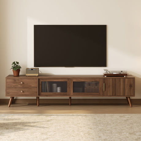 76" TV Stand, Entertainment Center With Storage Cabinets, TV Media Console Table For Living Room - Natural