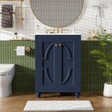 Bathroom Vanity With Ornate Elliptical Motif, Soft Close Hinges