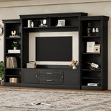 Elegant Entertainment Center Wall Unit With Bookshelves