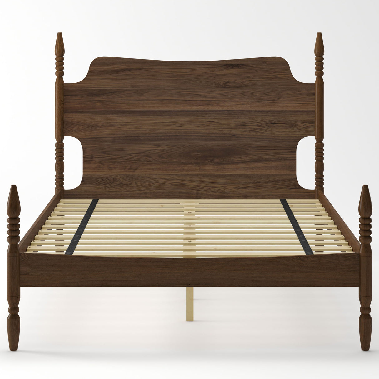 Retro 4 Poster Platform Bed Frame With Curved Tall Headboard