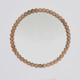 Decorative Round Hanging Wall Mirror With Bead Design Frame - Natural