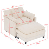 Accent Chair With Ottoman - Beige
