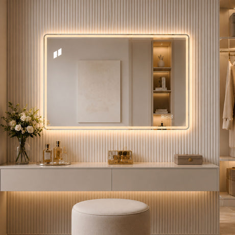 24" X 32" Rectangular Front Lighted And Backlit LED Bathroom Mirror With Anti Fog - Clear