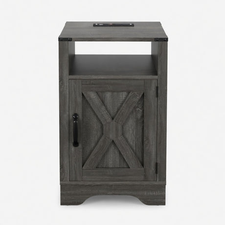 Farmhouse Nightstand, Charging Station & Storage