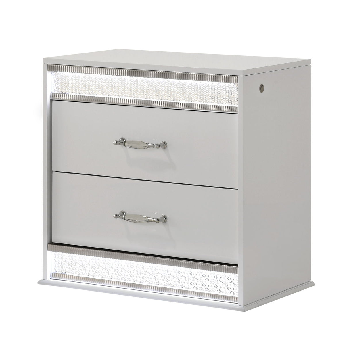 Glam - 2 Drawer Nightstand & LED Lighting - White