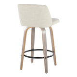 Toriano - Contemporary Fixed Height Counter Stool Swivel & Round Footrest (Set of 2)