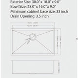 Undermount Kitchen Sink 16 Gauge Single Bowl Stainless Steel