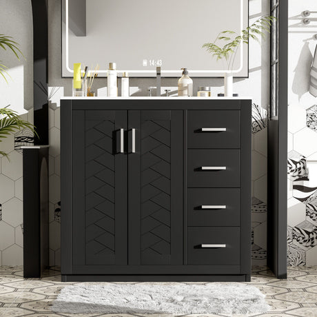 Bathroom Vanity With Sink Combo, Storage Cabinet, Freestanding Set With 3 Drawers & Soft Closing Doors
