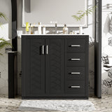 Retro Style Bathroom Vanity, 3 Drawers & Soft Closing Doors