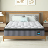 14" Hybrid Mattress, Memory Foam & Pocket Spring Bed, Cooling, Pressure Relief, Back & Hip Support - Gray / White - King