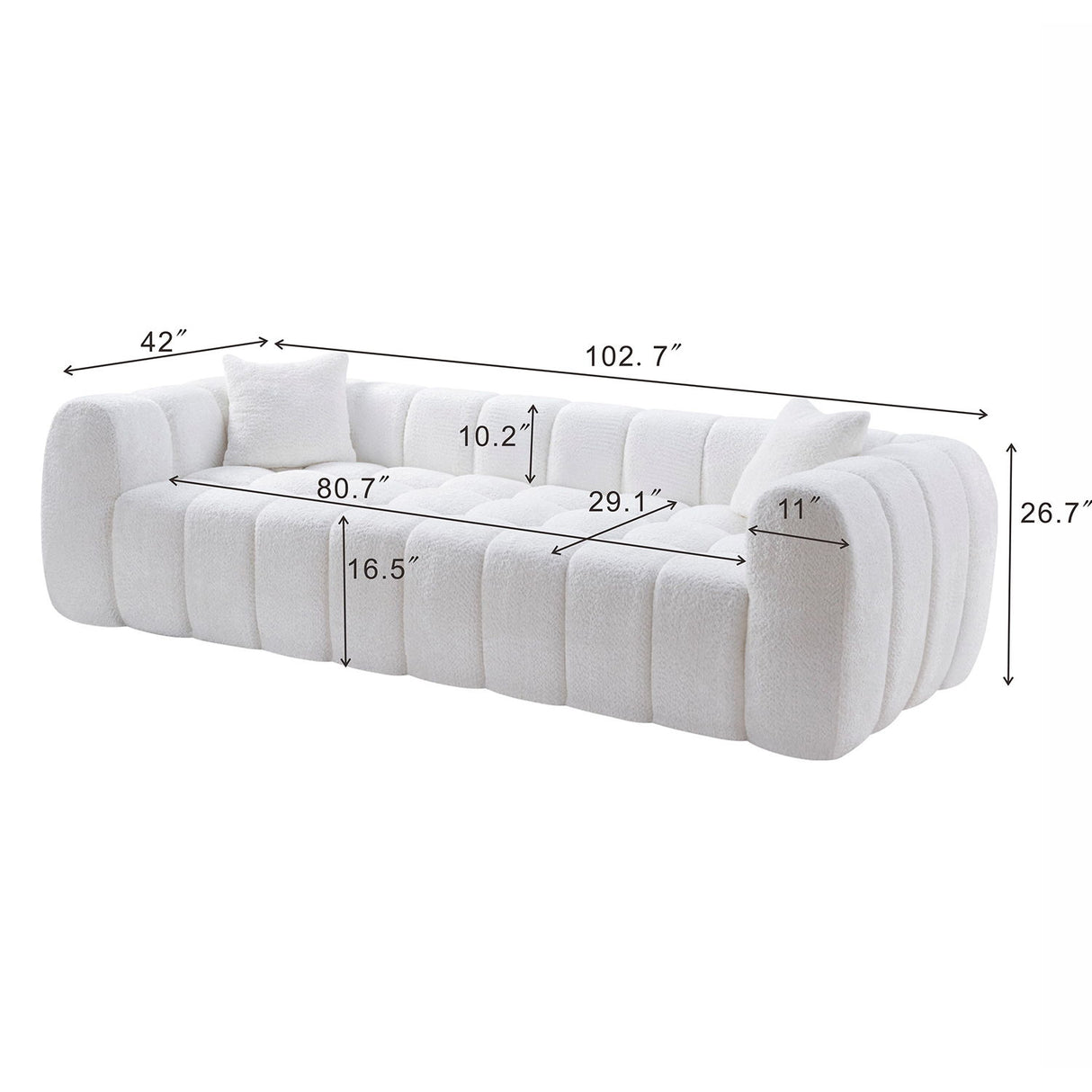 Marshmallow Cloud Compressed Sofa Oversized With 2 Cushions