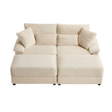 Double Chaise Lounge Set With Reversible Storage Ottomans, USB Port