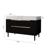 Bathroom Vanity With Undermount Sink, 4 Drawers Storage, Free Standing / Wall Mounted - Black / White