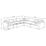Segoura - 5 Piece Upholstered Modular Sectional With Reclined Back Pillows - Gray