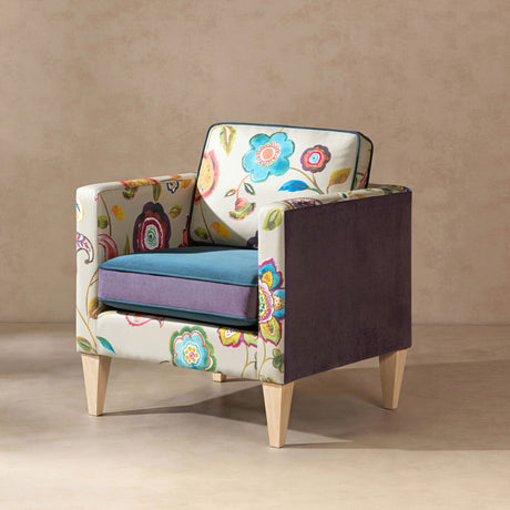 Mamba - Patchwork Accent Chair - Teal Blue Purple / Multicolored Floral