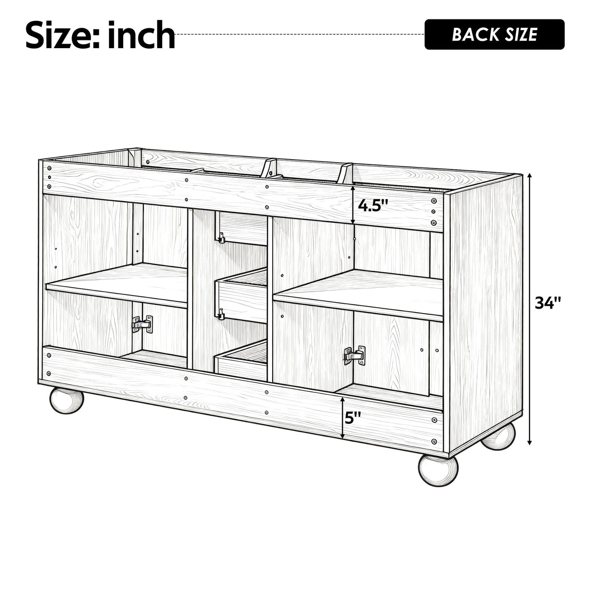 Bathroom Vanity Cabinet Only, 3 Drawers 4 Doors, Soft Close, Adjustable Shelf - Wood