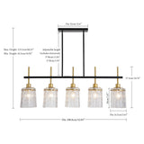 Chandelier 5 Light, Fixture Over Table - Black / Gold