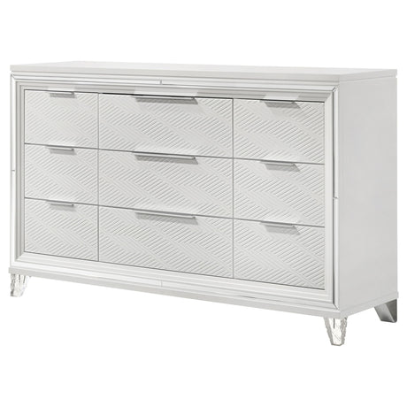 9 Drawer Dresser Cabinet With Picture Framed Fronts - White