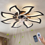 Flower Ceiling Fan With Remote Controlled LED Light, Flush Mount DC Motor Fan