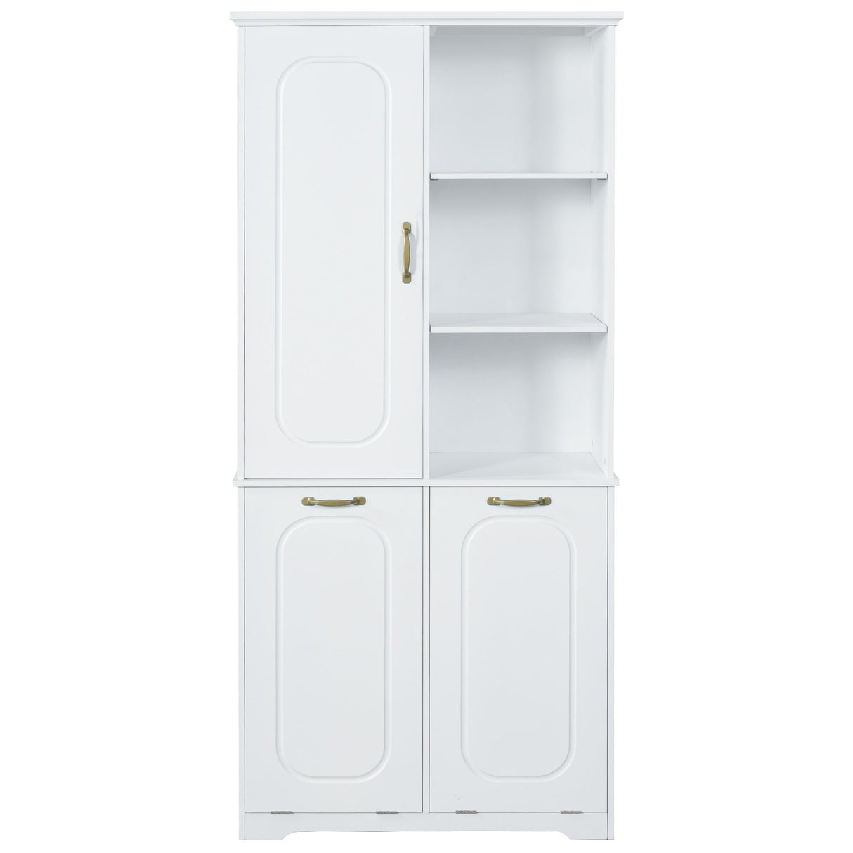 Freestanding Tall Storage Cabinet With 2 Tilt Out Hampers
