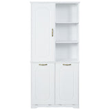 Freestanding Tall Storage Cabinet With 2 Tilt Out Hampers