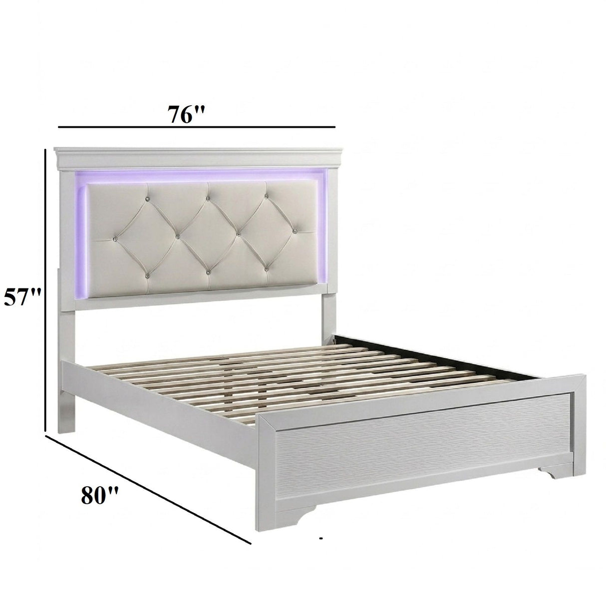 Tufted Headboard Bed With LED Lighting