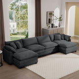 Modular Oversized Cushion Sofa With Ottoman, Low Back, Deep Seating Sofa Set