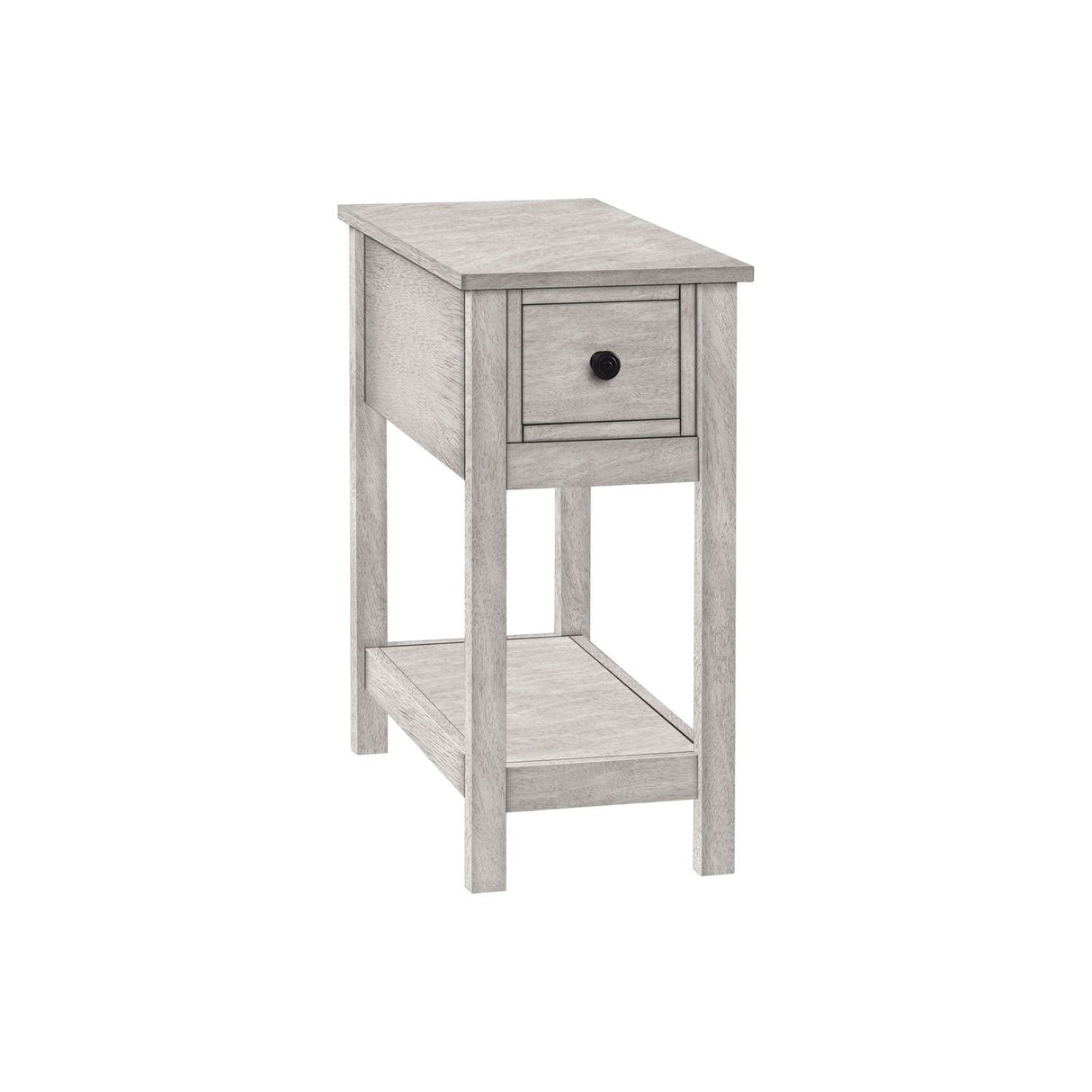 Accent End Table, 2 Tier, Narrow, Lamp, Storage Drawer, Charming Design