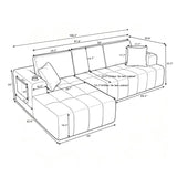 L - Shaped Sectional Sofa With Cup Holders & Side Pockets
