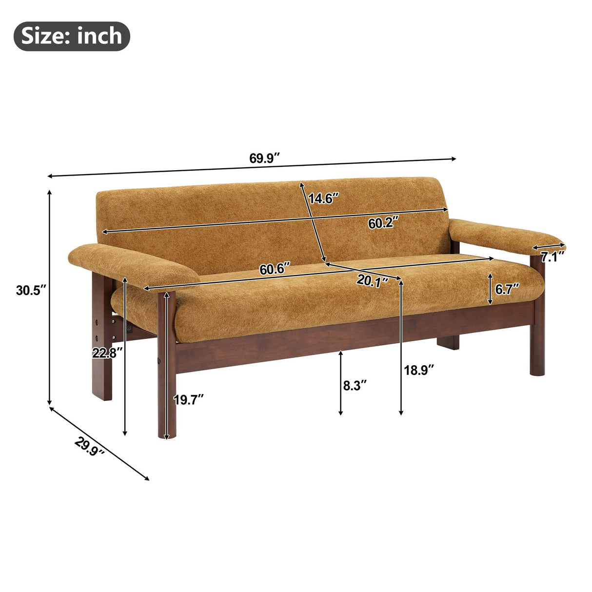 Modern Sofa Couch With Pillow Top Arms