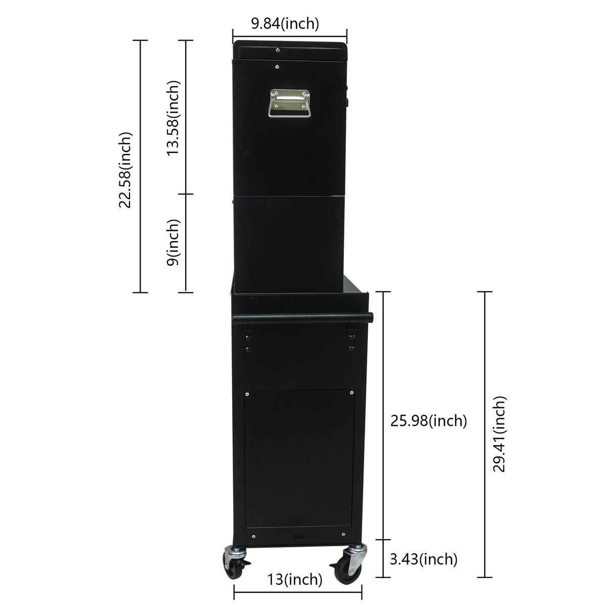 6 Drawer Lockable Tool Cabinet On Wheels, Steel Rolling Tool Chest With Detachable Toolbox