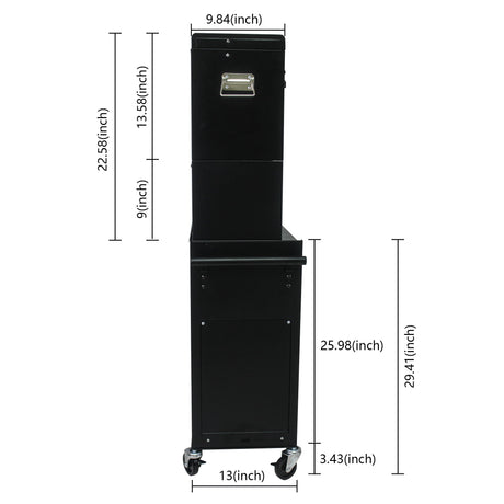 6 Drawer Lockable Tool Cabinet On Wheels, Steel Rolling Tool Chest With Detachable Toolbox