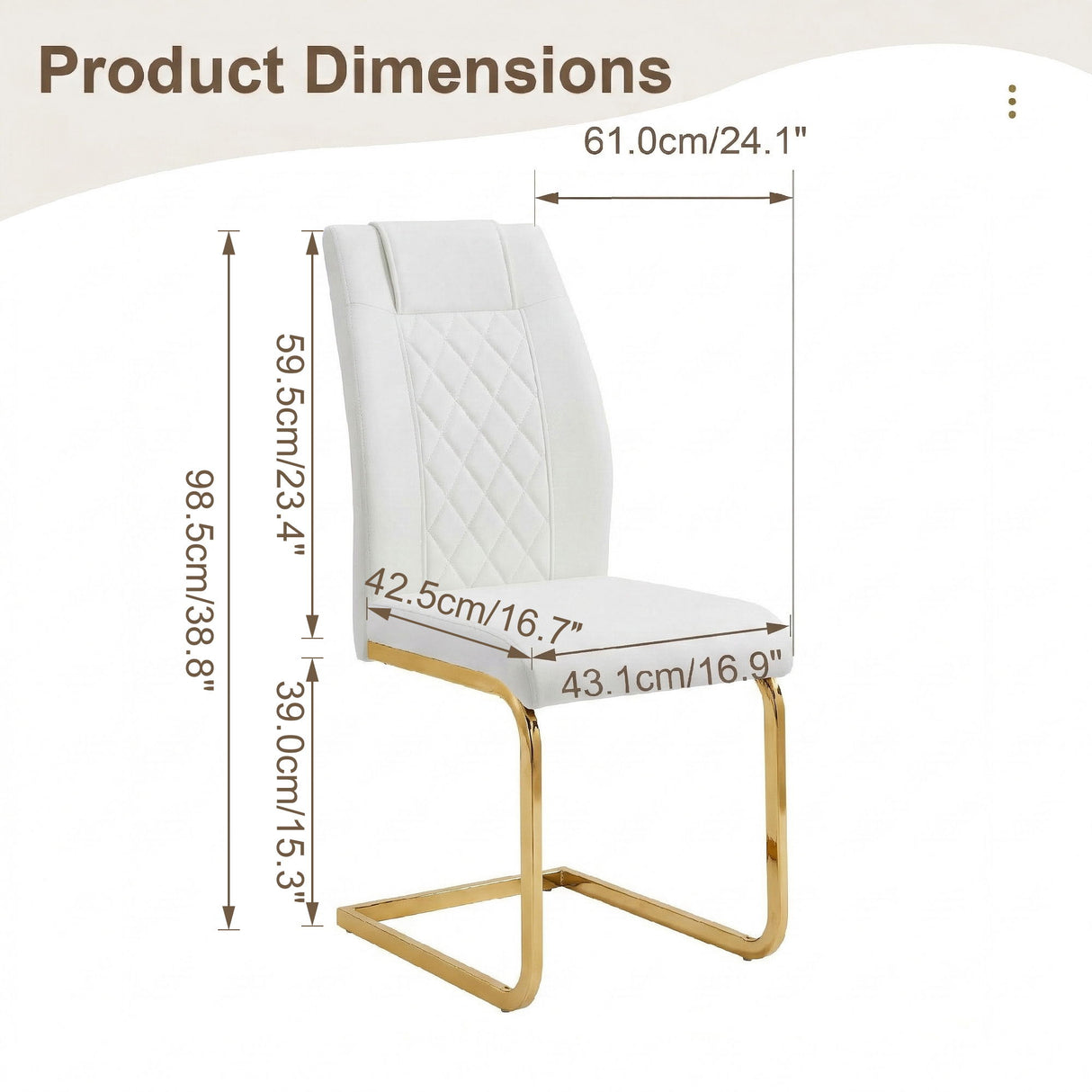 High Back Dining Chairs For Dining & Kitchen Room (Set of 4) - Golden / White