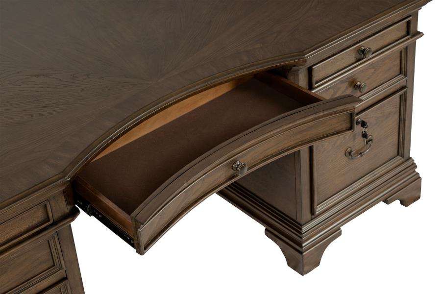 Hartshill 72-inch 7-drawer Executive Desk Burnished Oak - 881281