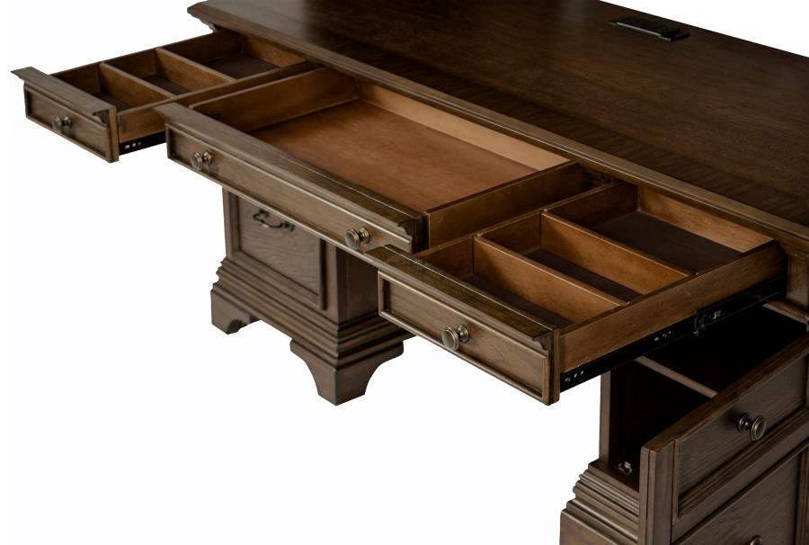 Hartshill 66-inch 5-drawer Credenza Office Desk Burnish Oak - 881282