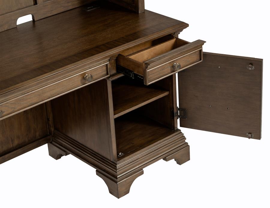 Hartshill 66-inch 5-drawer Credenza Office Desk Burnish Oak - 881282