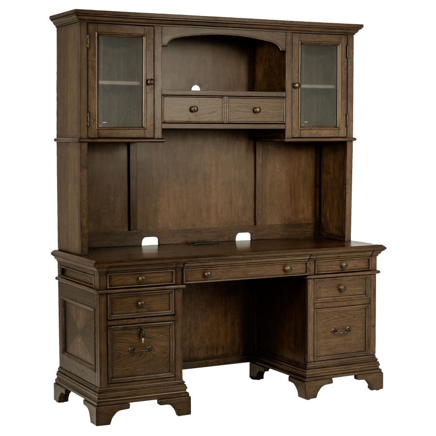 Hartshill 66-inch 5-drawer Credenza with Hutch Burnished Oak - 881283