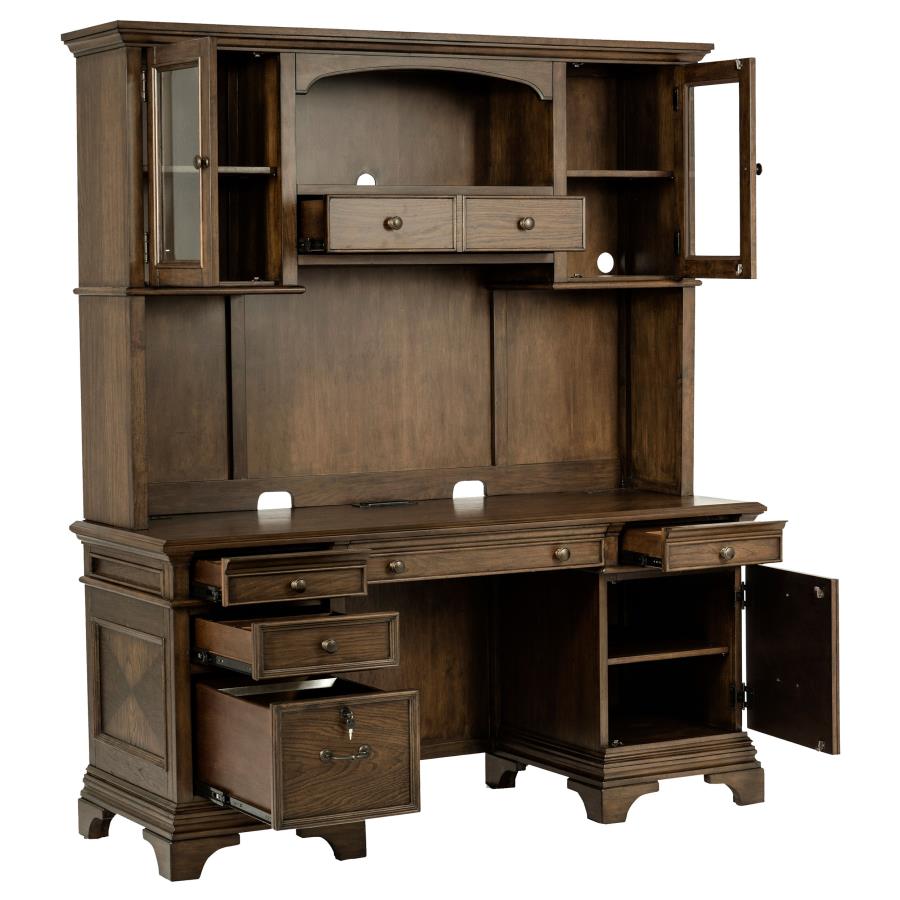 Hartshill 66-inch 5-drawer Credenza with Hutch Burnished Oak - 881283