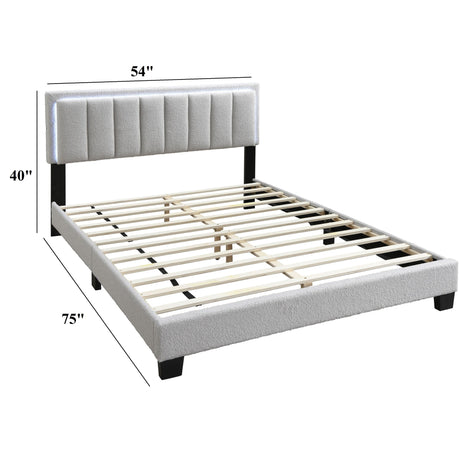 Bed With Channel Tufting And Built In LED Headboard