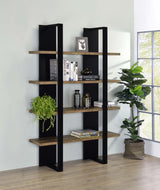 Danbrook 71-inch 4-shelf Bookshelf Black and Aged Walnut - 882036