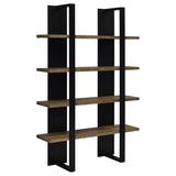 Danbrook 71-inch 4-shelf Bookshelf Black and Aged Walnut - 882036